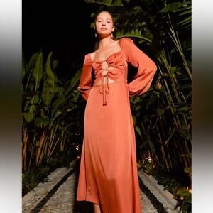 Farm Rio Caramel Cut Out Maxi Dress Size Large